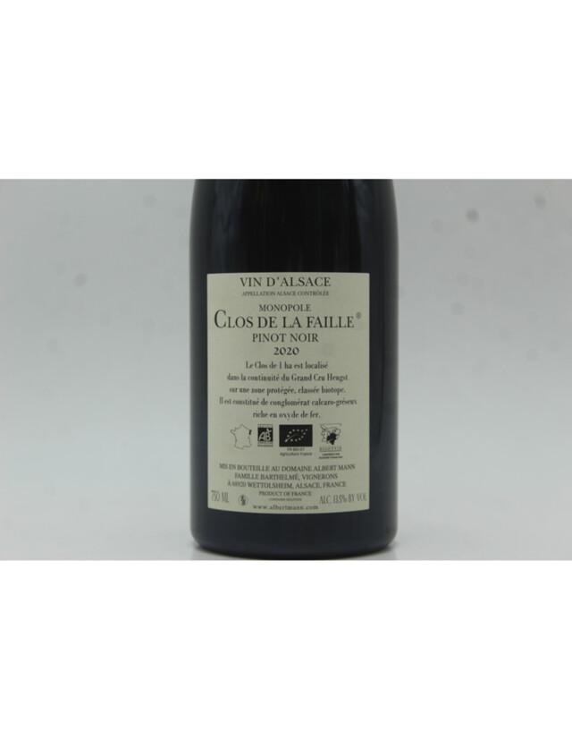 Albert Mann Alsace Pinot Noir La Faille, 2020