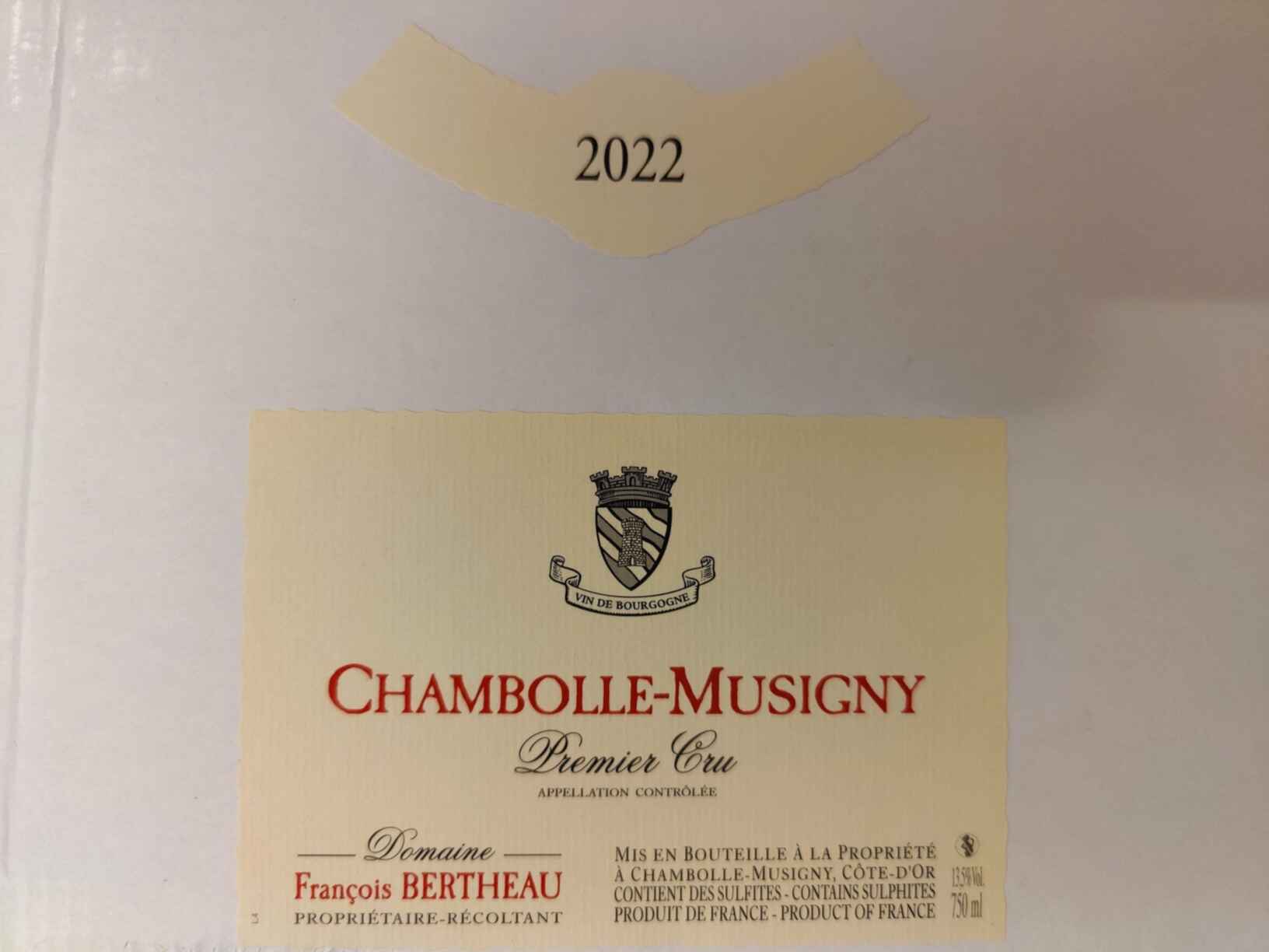 Francois Bertheau Chambolle Musigny 1er Cru 2022